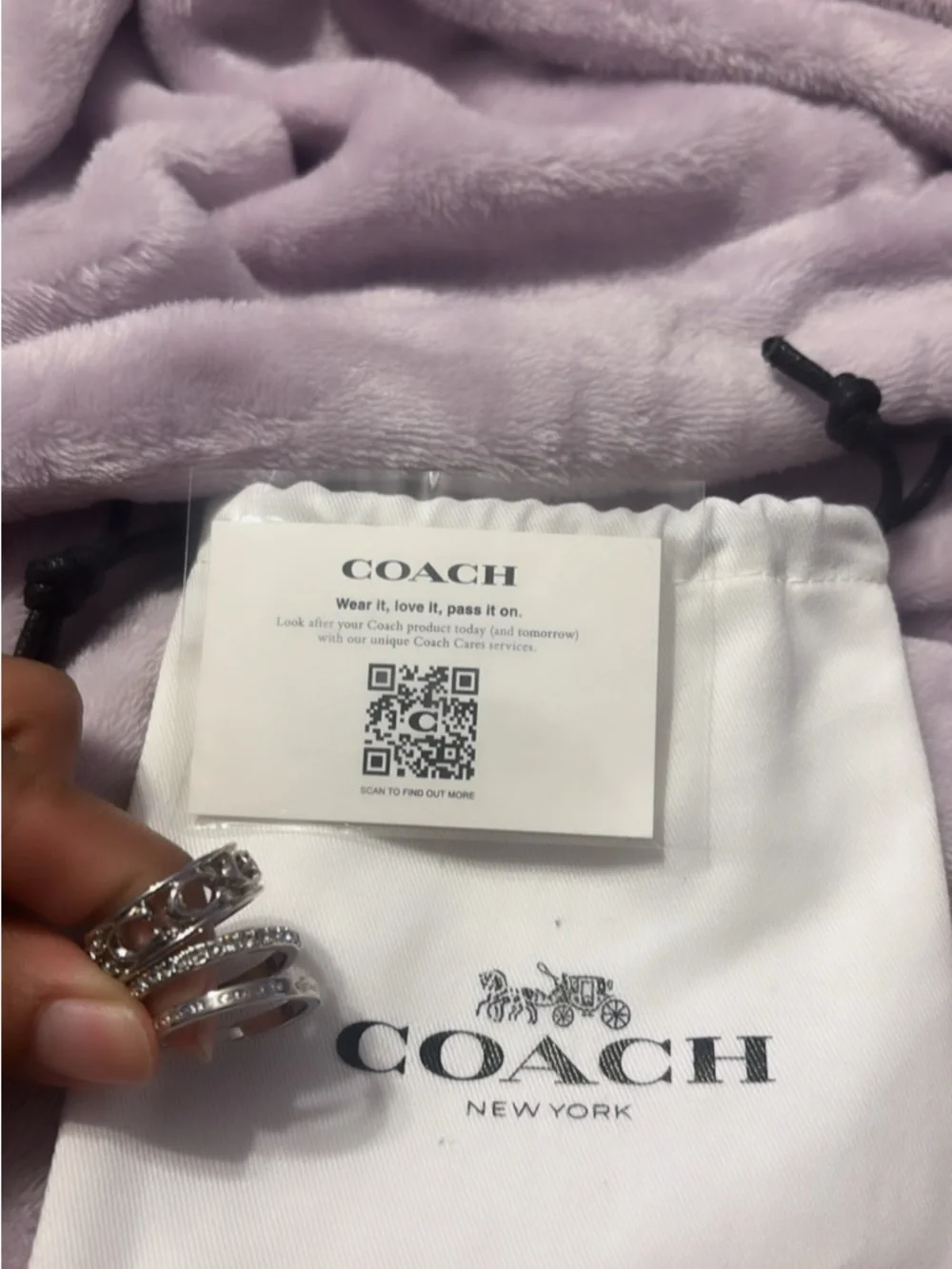 Coach Silver Crystal Stackable Ring Set - Picture 1 of 1